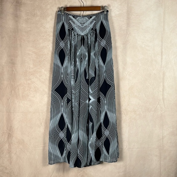 Leifsdottir Anthro Pleated Optic Palazzo Pant Size 6 Wide Leg Flowy 70's Retro - Picture 1 of 10